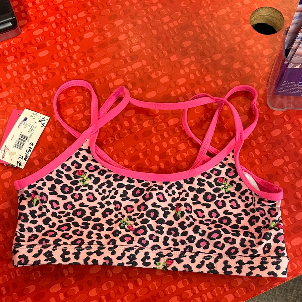 Capezio Pink Leopard Print Sports Bra